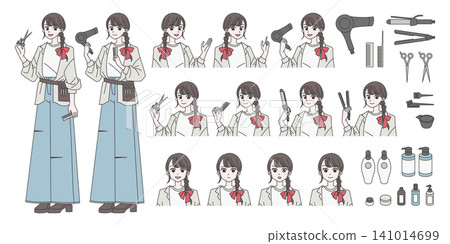女性美髮師插畫素材集 女性美髮師插畫素材集 141014699
