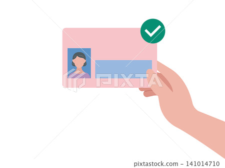 中年女性的手拿著一張「我的號碼卡」(安全標記)的向量圖 中年女性的手拿著一張「我的號碼卡」(安全標記)的向量圖 141014710