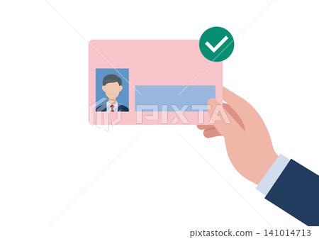 一位身穿西裝的中年男子手持「我的號碼卡」(安全標記)的向量圖 一位身穿西裝的中年男子手持「我的號碼卡」(安全標記)的向量圖 141014713