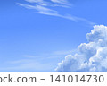 A refreshing, realistic summer blue sky illustration with towering cumulonimbus clouds spreading across the lower right. 141014730