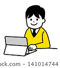 A male student studying on a computer 141014744