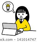 Female student gets inspiration from her computer 141014747
