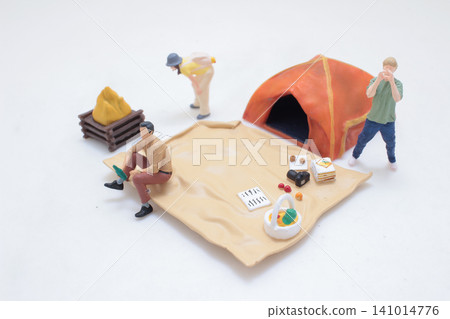 Miniature Camping Scene With Tent And Picnic Setup Miniature Camping Scene With Tent And Picnic Setup 141014776