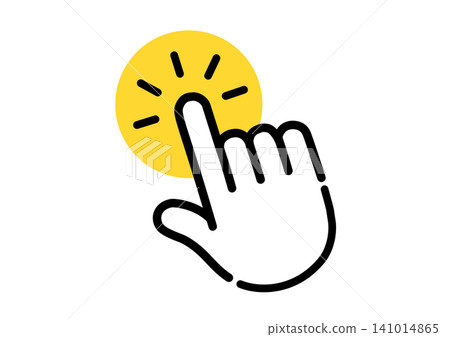 Simple hand pointer icon illustration (yellow) Simple hand pointer icon illustration (yellow) 141014865