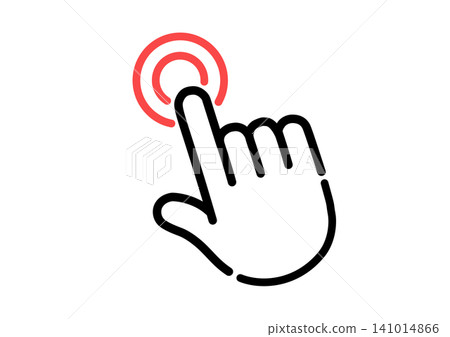 Simple hand pointer icon illustration (red circle) Simple hand pointer icon illustration (red circle) 141014866