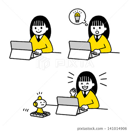 一群正在上程式設計課的女學生。 一群正在上程式設計課的女學生。 141014906