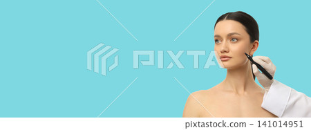 Young woman receiving cosmetic treatment in a modern studio 141014951
