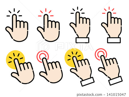 Simple hand pointer icon illustration set (color) Simple hand pointer icon illustration set (color) 141015047