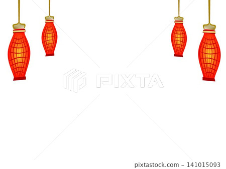 Red traditional lanterns border without tassels isolated on white background. Red traditional lanterns border without tassels isolated on white background. 141015093