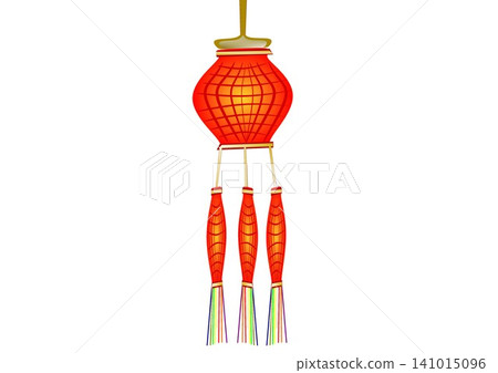Red traditional hanging lantern illustration isolated on white background. Red traditional hanging lantern illustration isolated on white background. 141015096