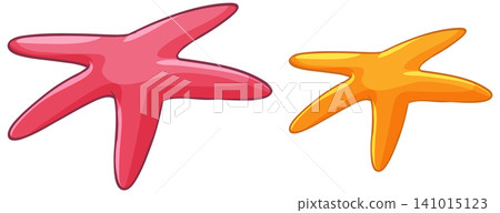 Two Colorful Cartoon Starfish Vector Illustration Isolated on White Background 141015123