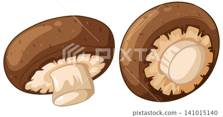 Fresh Brown Button Mushrooms Vector Illustration Isolated on White Fresh Brown Button Mushrooms Vector Illustration Isolated on White 141015140