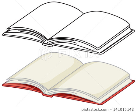 Open Blank Book Vector Illustration in Line Art and Color Open Blank Book Vector Illustration in Line Art and Color 141015148