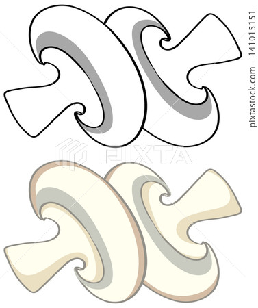 Vector Illustration of Sliced Button Mushrooms in Line Art and Color Vector Illustration of Sliced Button Mushrooms in Line Art and Color 141015151