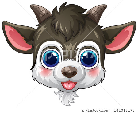 Cute Cartoon Baby Goat Head Vector Illustration with Big Blue Eyes Cute Cartoon Baby Goat Head Vector Illustration with Big Blue Eyes 141015173