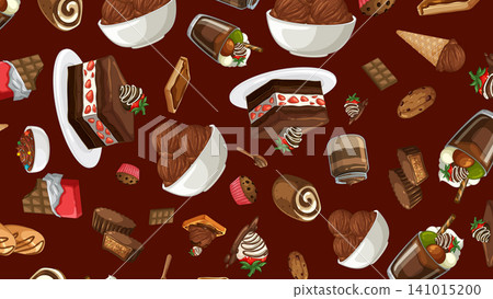 Seamless Vector Pattern of Assorted Chocolate Desserts and Sweet Treats Seamless Vector Pattern of Assorted Chocolate Desserts and Sweet Treats 141015200