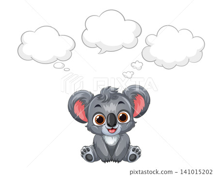 Cute Cartoon Koala Character with Blank Thought Bubbles Vector Illustration Cute Cartoon Koala Character with Blank Thought Bubbles Vector Illustration 141015202