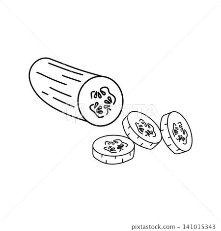 sliced cucumber outline 141015343