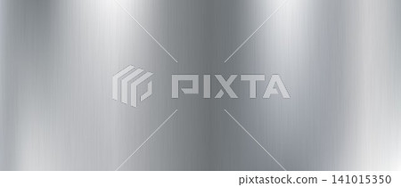 Glare silver metal gradient texture. Grey metallic foil background. Shiny brushed titan, chrome, aluminum sheet backdrop for plaque, plate, sign. Vector stainless steel material surface wallpaper 141015350