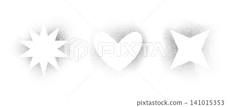 Sprayed stencil heart and stars frame set. Stippled grain border collection. Faded dotted texture shape bundle. Rough textured boarder elements for text box, banner, poster, template, collage. Vector Sprayed stencil heart and stars frame set. Stippled grain border collection. Faded dotted texture shape bundle. Rough textured boarder elements for text box, banner, poster, template, collage. Vector 141015353