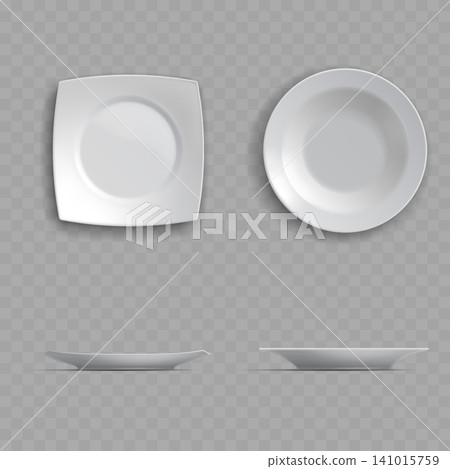 White Ceramic Plate and Bowl Mockup Vector White Ceramic Plate and Bowl Mockup Vector 141015759