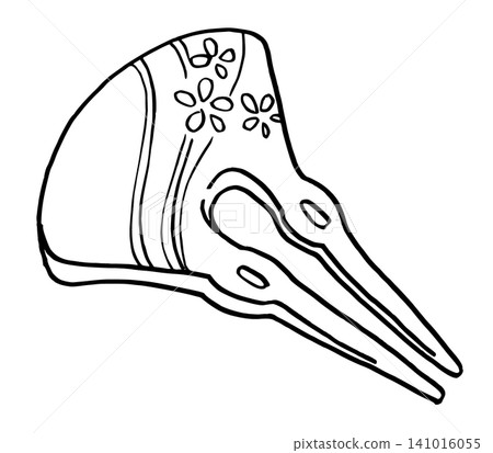Simple illustration, monochrome line drawing, hair ornament. Simple illustration, monochrome line drawing, hair ornament. 141016055
