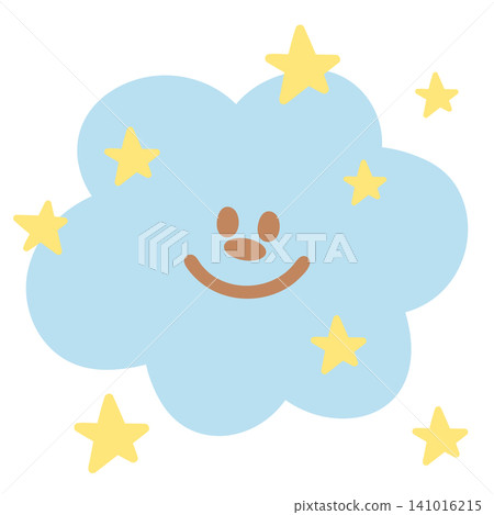 Happy blue cloud and yellow stars for sky, spring time, summer vibes, season, weather, temperature, emoji, mood, icon, cartoon character, comic, mascot, pimple patch, print, card, brooch, pin, sticker Happy blue cloud and yellow stars for sky, spring time, summer vibes, season, weather, temperature, emoji, mood, icon, cartoon character, comic, mascot, pimple patch, print, card, brooch, pin, sticker 141016215
