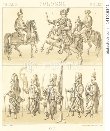 Illustrations of traditional Polish folk costumes from the early modern period. Illustrations of traditional Polish folk costumes from the early modern period. 141016341