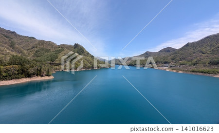 The beautiful blue of the lake surface at Yamba Dam The beautiful blue of the lake surface at Yamba Dam 141016623
