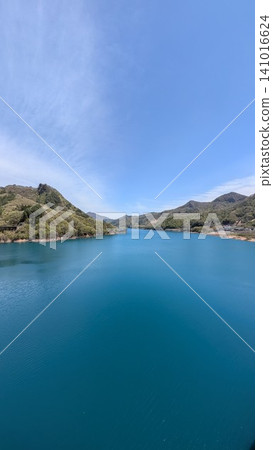 The beautiful blue of the lake surface at Yamba Dam 141016624