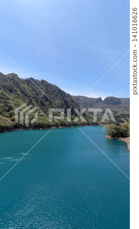 The beautiful blue of the lake surface at Yamba Dam The beautiful blue of the lake surface at Yamba Dam 141016626