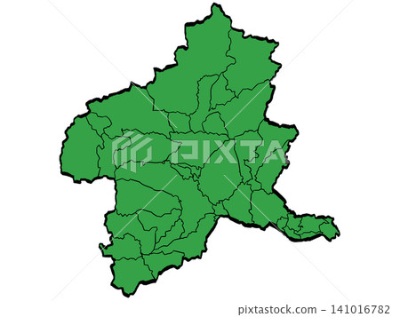 Gunma Prefecture Map: Municipalities (Green/Brushstroke Style) Gunma Prefecture Map: Municipalities (Green/Brushstroke Style) 141016782
