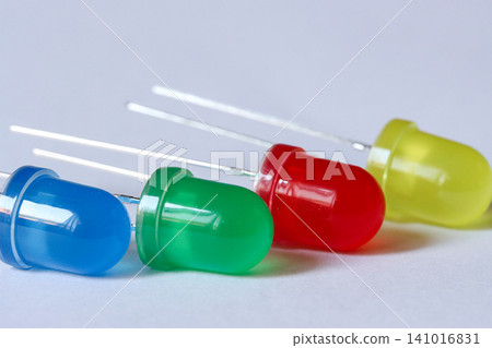 Colorful LED Diodes On White Background Colorful LED Diodes On White Background 141016831