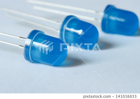 Blue LED Diodes Close Up On White Background Blue LED Diodes Close Up On White Background 141016833