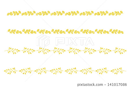 一套手繪植物線條藝術作品，帶有金色閃粉。 141017086