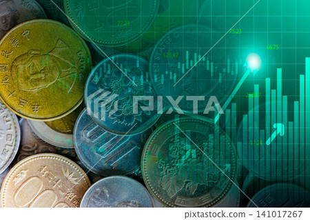 Business man on digital stock market financial indicator background. Digital business and stock market financial indicator on LED. Double exposure of business man and digital stock market financial. Business man on digital stock market financial indicator background. Digital business and stock market financial indicator on LED. Double exposure of business man and digital stock market financial. 141017267