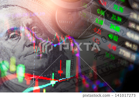 Business man on digital stock market financial indicator background. Digital business and stock market financial indicator on LED. Double exposure of business man and digital stock market financial. Business man on digital stock market financial indicator background. Digital business and stock market financial indicator on LED. Double exposure of business man and digital stock market financial. 141017273