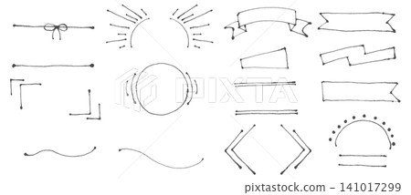 A set of cute frame line materials drawn with thin watercolor pens. 141017299
