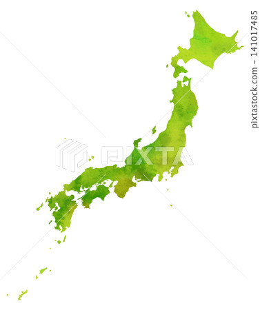Watercolor-style vector - Japan map - green 141017485