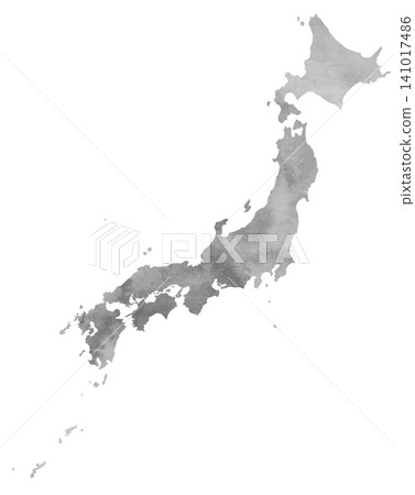 Watercolor-style vector - Japan map - grayscale 141017486