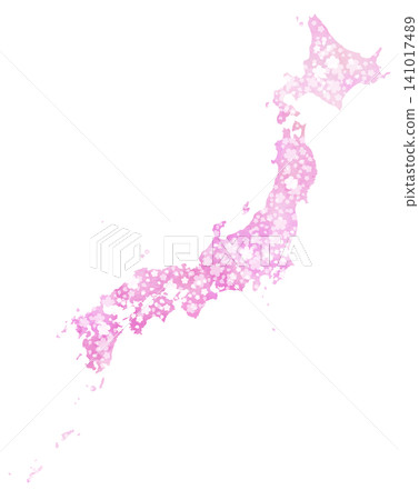 水彩風格向量圖 - 日本地圖 - 櫻花 水彩風格向量圖 - 日本地圖 - 櫻花 141017489