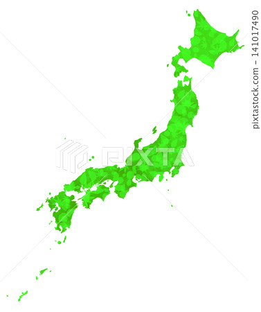 Watercolor-style vector - Japan map - fresh greenery 141017490
