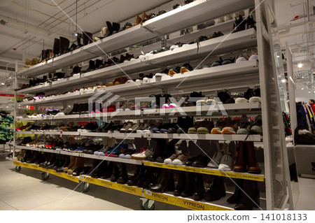 Interior of the shoe department of a shopping center in Bratislava Interior of the shoe department of a shopping center in Bratislava 141018133