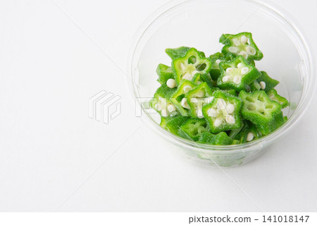 Chopped okra for freezing Chopped okra for freezing 141018147