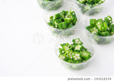 Chopped okra for freezing Chopped okra for freezing 141018154