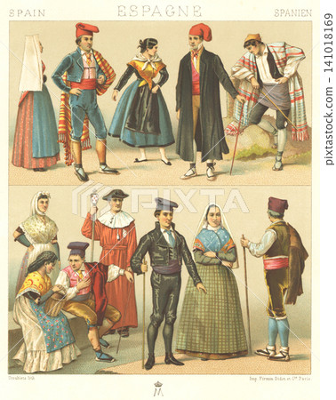 Illustration of Spanish traditional costume 141018169