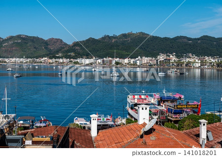 Marmaris marina and harbor panoramic view from above in Turkey Marmaris marina and harbor panoramic view from above in Turkey 141018201