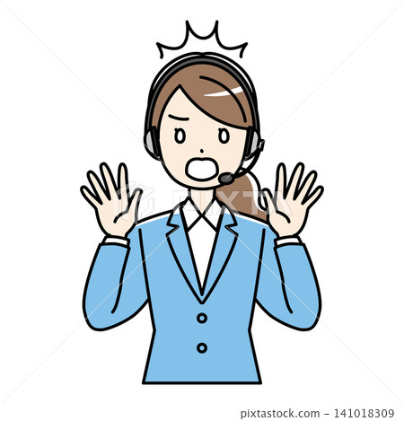 An illustration of a female telephone operator in a suit looking utterly astonished and surprised. An illustration of a female telephone operator in a suit looking utterly astonished and surprised. 141018309