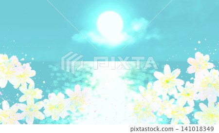 Night sea, flowers, background Night sea, flowers, background 141018349