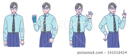 A set of facial expressions for a young male office worker A set of facial expressions for a young male office worker 141018424